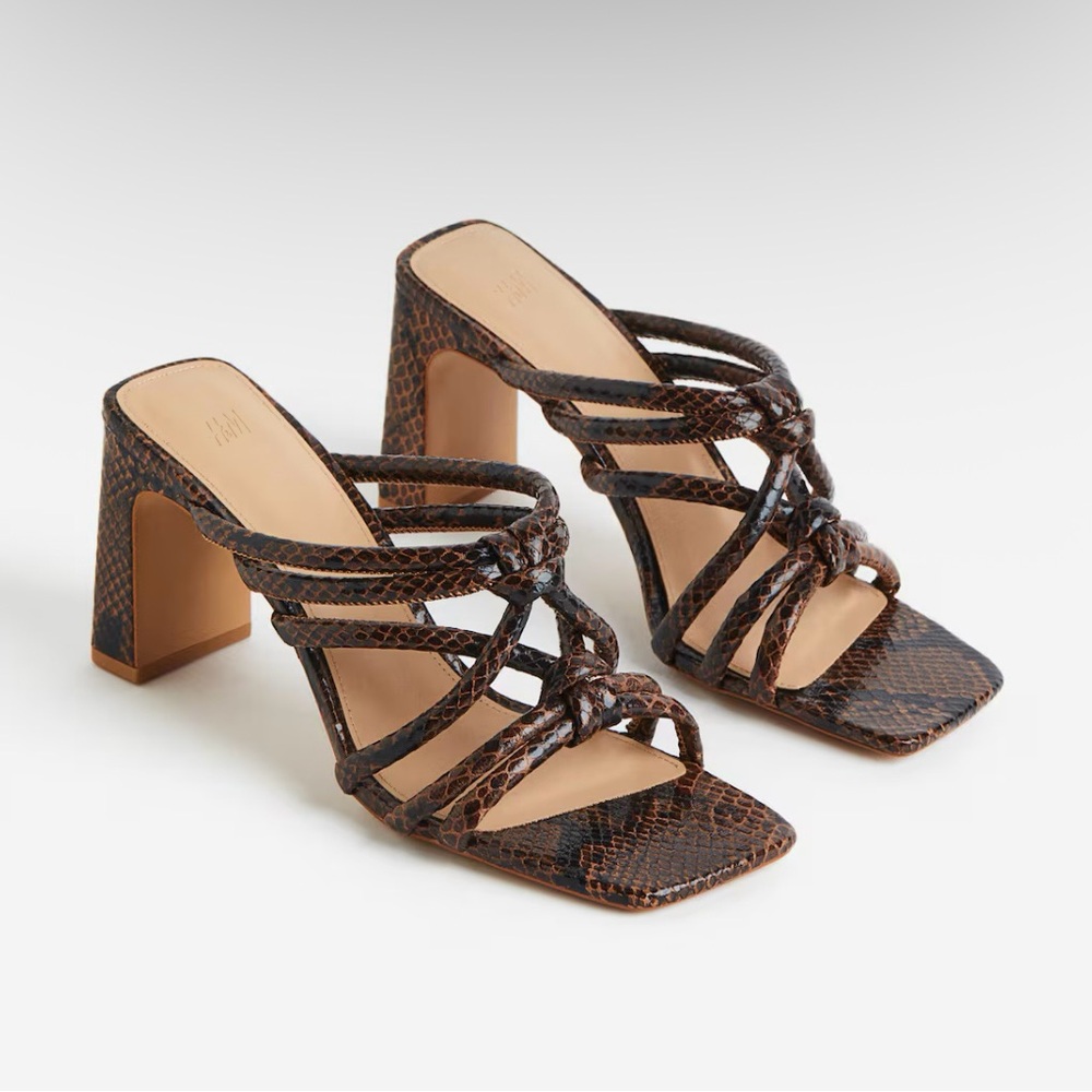 BRAND NEW! H&M Brown Strappy Heeled Sandals Size 7.5